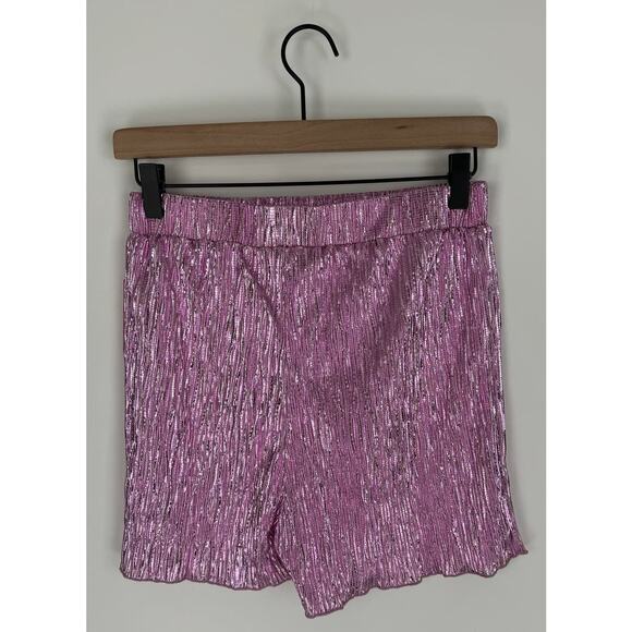 Buddy Love Veronica Textured Shorts Outfit Set Pink Metallic Womens Small New - Picture 13 of 14